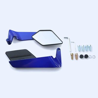 New Colorful Fixed-Wing Motorcycle Rearview Mirror Suitable for No. 9 Mavericks Battery Car Aluminum Alloy Reflector (Motorcycle rearview mirror) - blue-black-mirror-shell-white-mirror