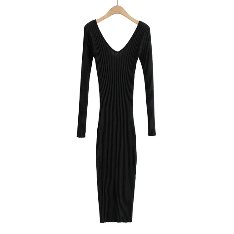 elastic slim-fit knitted dress NSLD24041