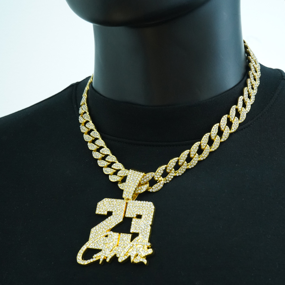 Europa y los Estados Unidos Hip Hop 23 colgantes de cadena cubana aleación de diamantes collar de rap joyería hipster al por mayor transfronterizo