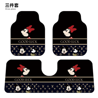 dirt-resistant, suitable for both driver and | Car Carpet - red-minnie-three-piece-set-front-x2-one-piece-back-x1-diatomite