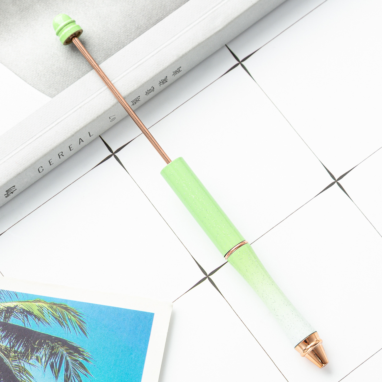 Pluma de cuentas de metal en stock al por mayor creativo con cuentas bolígrafo DIY bolígrafo personalidad metal DIY pluma con cuentas