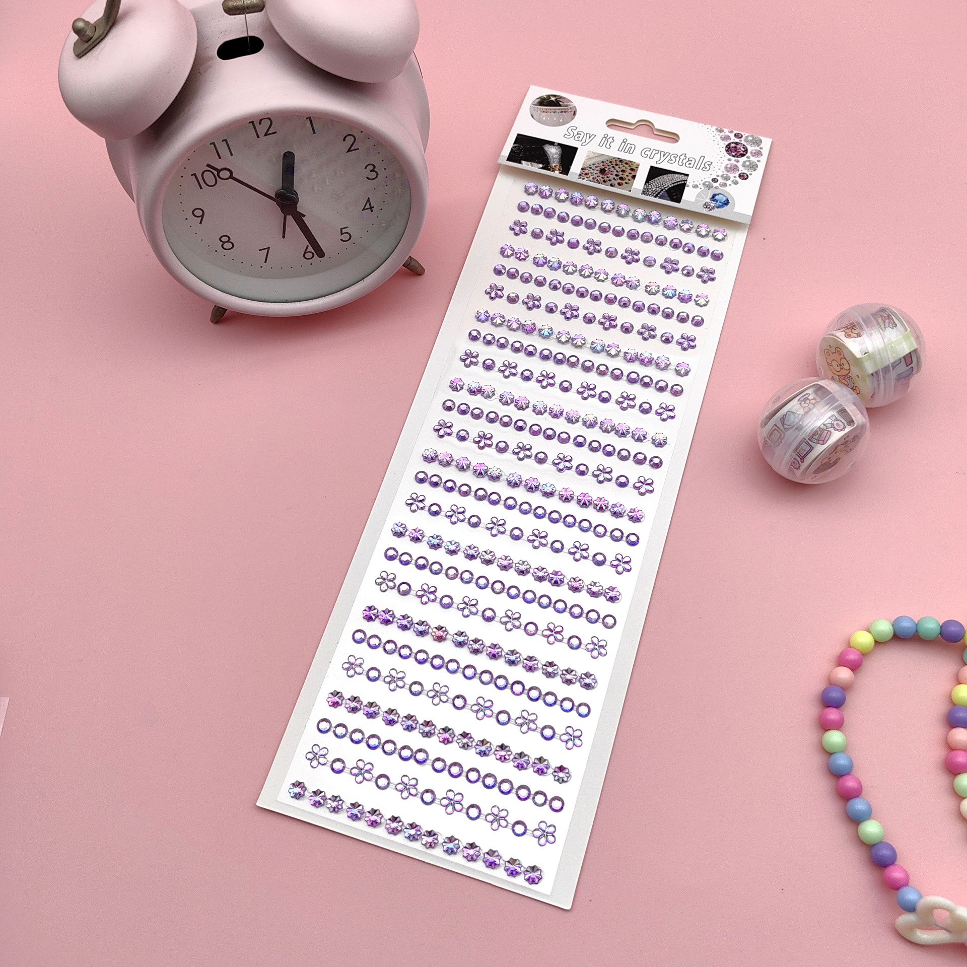 Coloridas pegatinas de flores de hielo para niños gema de diamantes de color AB pegatinas de cristal acrílico de juguete princesa pequeñas pegatinas al por mayor