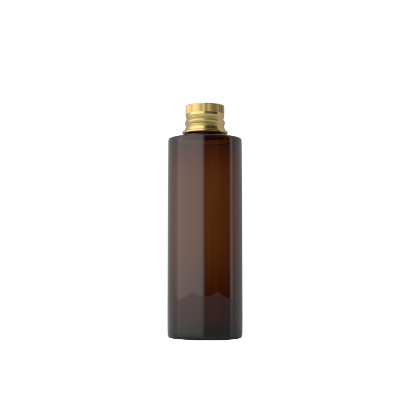 Langwei 150ml hombro plano plata botella de tapa de aluminio botella de plástico cosmético sub-embalaje puro botella de rocío PET botella de tapa de aluminio