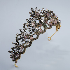 Elegant Black Bridal Crown Jewelry for Women: Rhinestone-Colored Crown Headband, Hair Accessories, Bridal Wedding Headwear, and Updo Styling Decorations