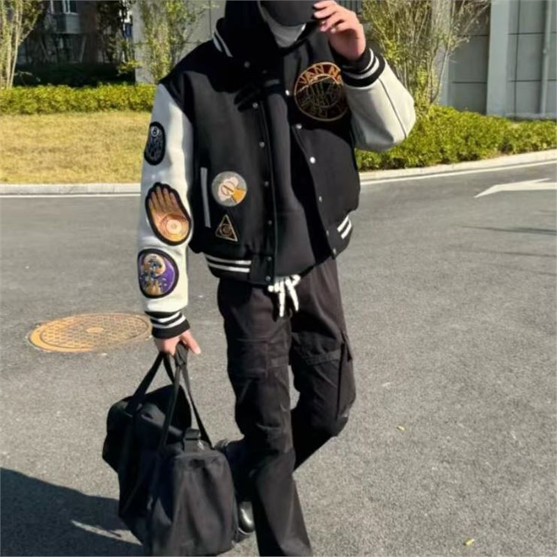 アメリカレトロst太陽光明の目刺繍野球服高街男女カップルネット赤同タイプジャケット|undefined