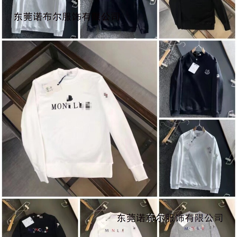 Authentic Moncler Summer New Couple Sweatshirt with m Logo Embroidery, Breathable Casual Crew Neck Top