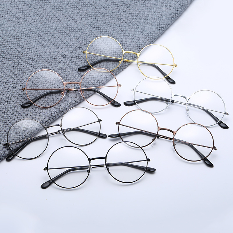Spot Metal 7001 Harry Potter Round Retro Flat Glasses Men's Korean-style Fashionable Students Plain Glasses Women