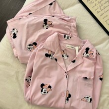 日系软萌公主风可爱米妮少女睡衣夏季短袖长裤两件套ins风家居服