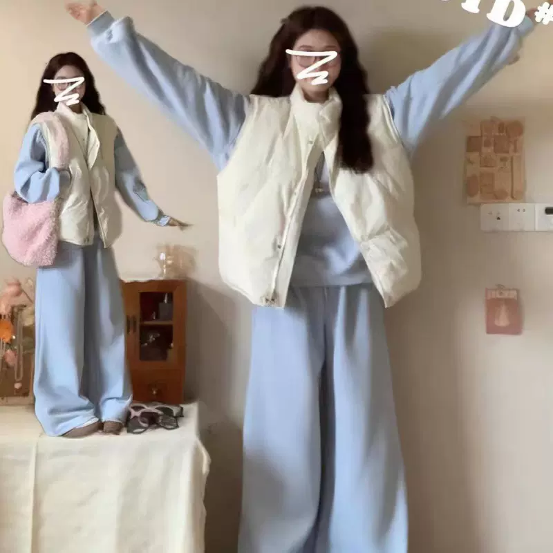 秋冬马甲女款季420g纯色简约立领棉衣外穿拉链门襟式保暖棉服外套
