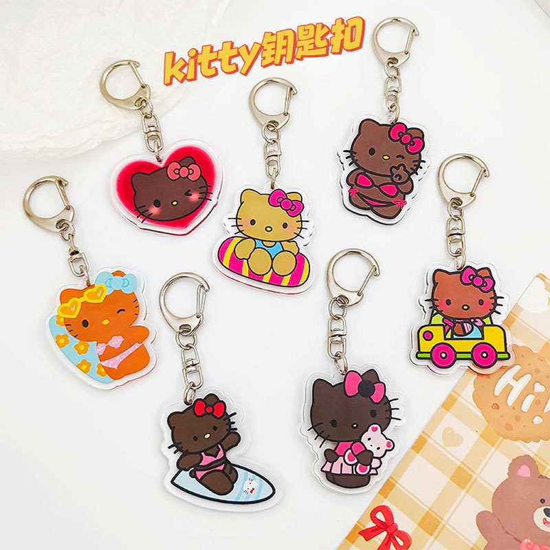 Cute Black Hello Kitty Cat Acrylic Keychain