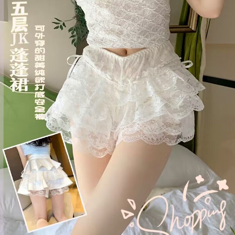 五层蕾丝安全裤蛋糕裙透气打底裤女防走光夏季南瓜裤蓬蓬短裙裙子|undefined