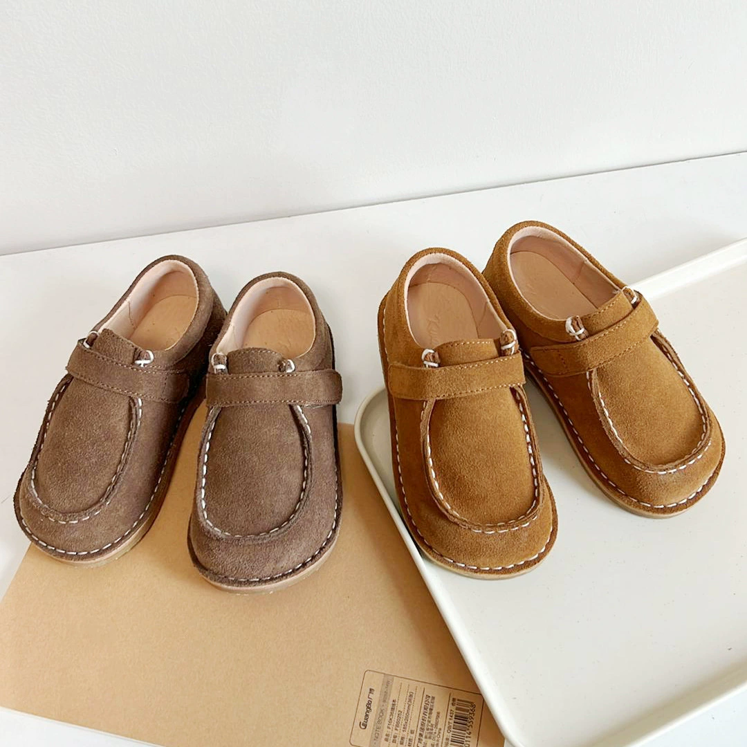 Детские ботинки Birken осенние и зимние новые матовые кожаные ботинки для девочек ручной работы для мальчиков липучки повседневные ботинки из дикой бобовой фасоли