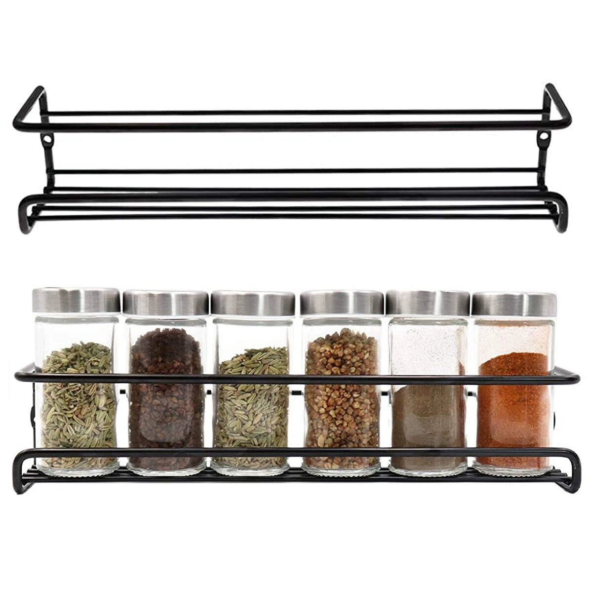 Puerta de gabinete de cocina transfronteriza rack de almacenamiento de condimentos multifuncional sin perforación de tipo de rack de condimentos montado en la pared en stock al por mayor