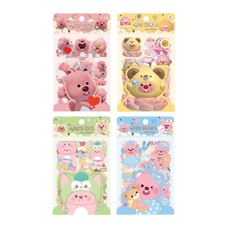 Li puzi serie dibujos animados transparente impermeable PVC pegatinas DIY diario material decorativo taza de agua papelería pegatinas