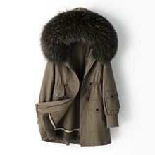 派克服女2025冬季新款獭兔毛内胆皮草外套女可拆卸中长款派克大衣