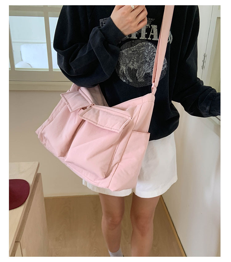 Japanese-style workwear style large-capacity single-shoulder bag, large pocket simple tote bag, ins canvas school crossbody messenger bag undefined