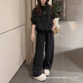 休闲运动套装女秋冬2025新款韩版宽松感连帽卫衣两件套