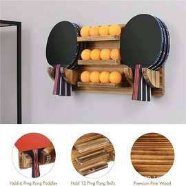 木质乒乓球架家用球拍整理架运动器材收纳架壁挂式乒乓球储存架