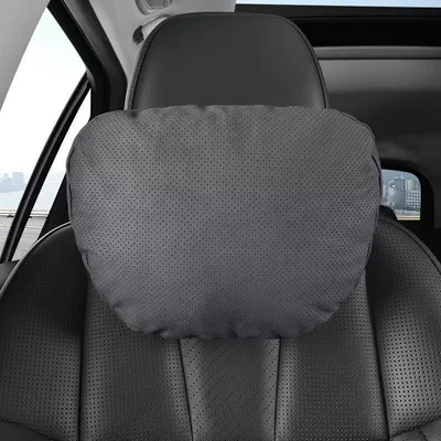 Suitable for Car Headrest New A3/A4L/A5/A6L/A7/Q2L/Q3/Q5L/Q7 Seat Neck Pillow Waist (Headrest) - upgraded-perforated-deerskin-velvet-skin-friendly-and-breathable-mysterious-black-single-headrest-standard