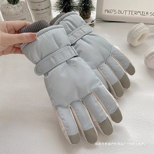 Women's Winter Ski Gloves, Warm Fleece-Lined Thick Cotton Style, Tianshui Windproof and Cold-Proof Touch Screen Electric Bike Cycling