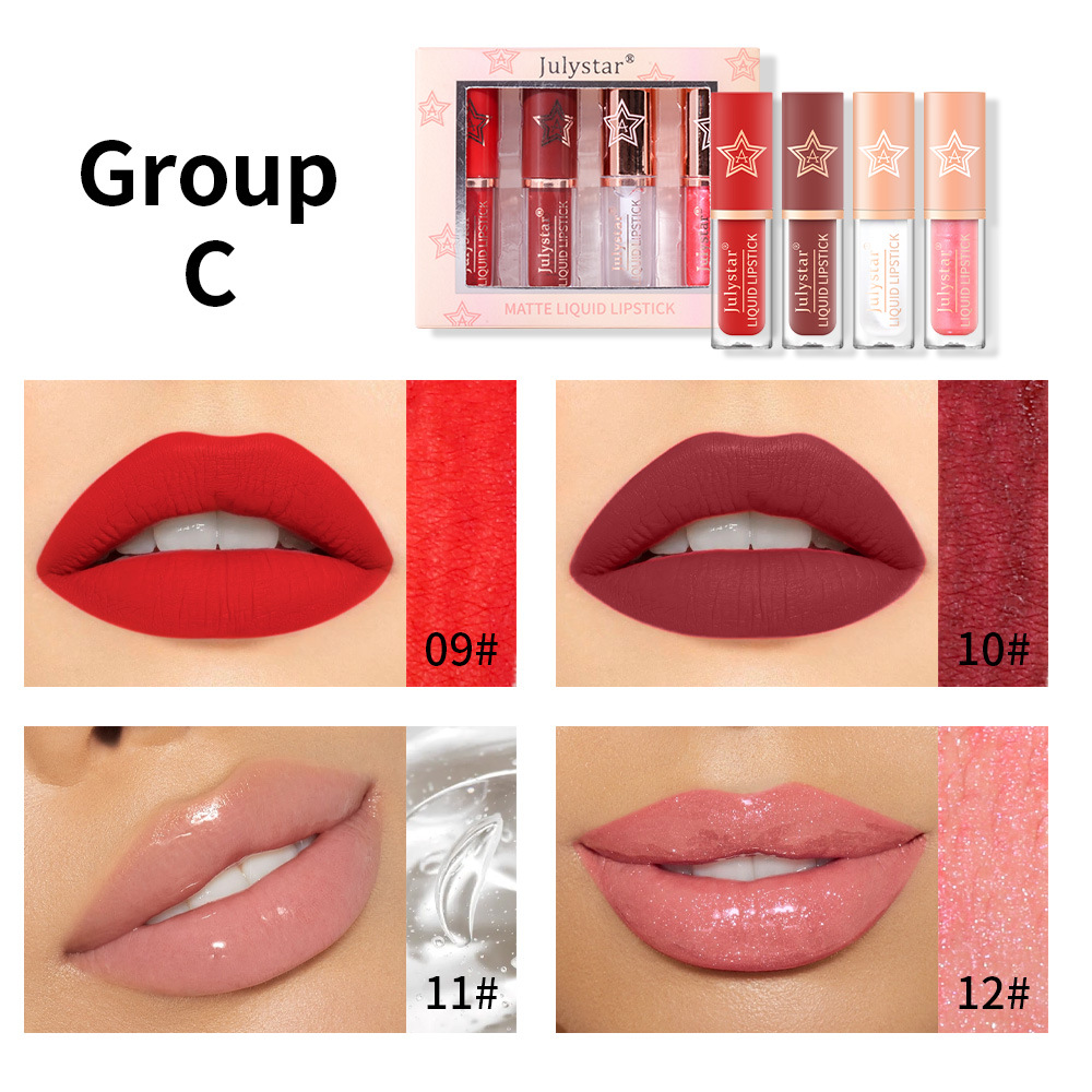 Carina Makeup Matte, verblassende, antihaftbeschichtete Lippenglasur-Box, natürliches, dreidimensionales, feuchtigkeitsspendendes, langanhaltendes Lippenstift-Set_voghion.com
