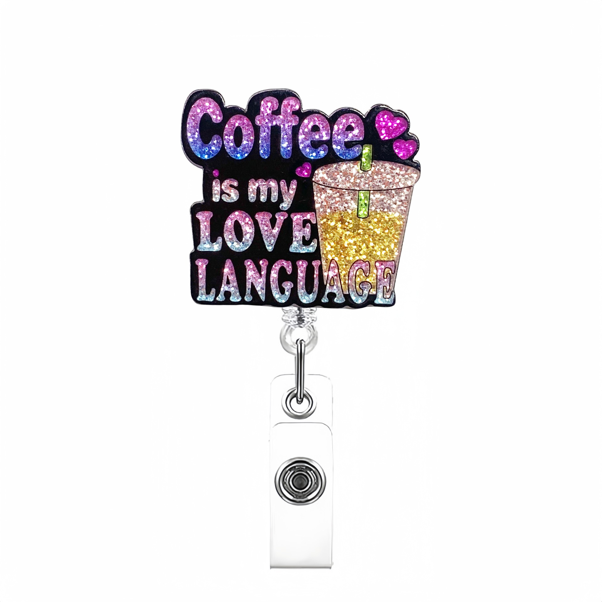 Etiqueta de etiqueta de venta caliente transfronteriza en lugar de acrílico divertido brillo clip de insignia telescópico hebilla de identificación hebilla fácil de tirar