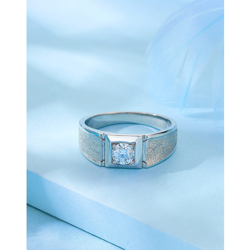 Anillo de moissanita genuino plata de ley para hombres 925 personalidad dominante anillo de pareja traje de diamantes de 50 puntos para hombres de moda
