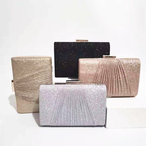 New shiny pleated large-capacity handbag, shoulder crossbody bag, wedding dress, KTV handbag, dinner bag wholesale
