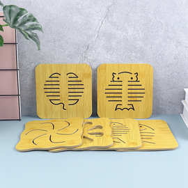 厂家直发竹木隔热垫创意卡通图案茶杯垫碗盘砂锅厨房餐桌垫西餐垫