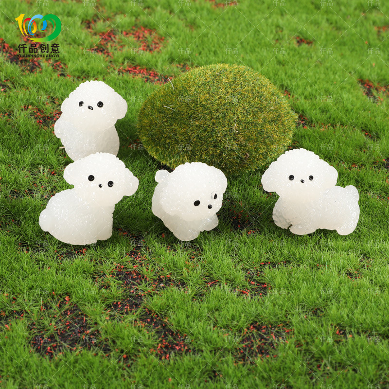Glow-In-The-Dark Puppy Micro-Landscape Potted Plant Car Desktop Small Ornaments Toy Keychain Decorative Accessories