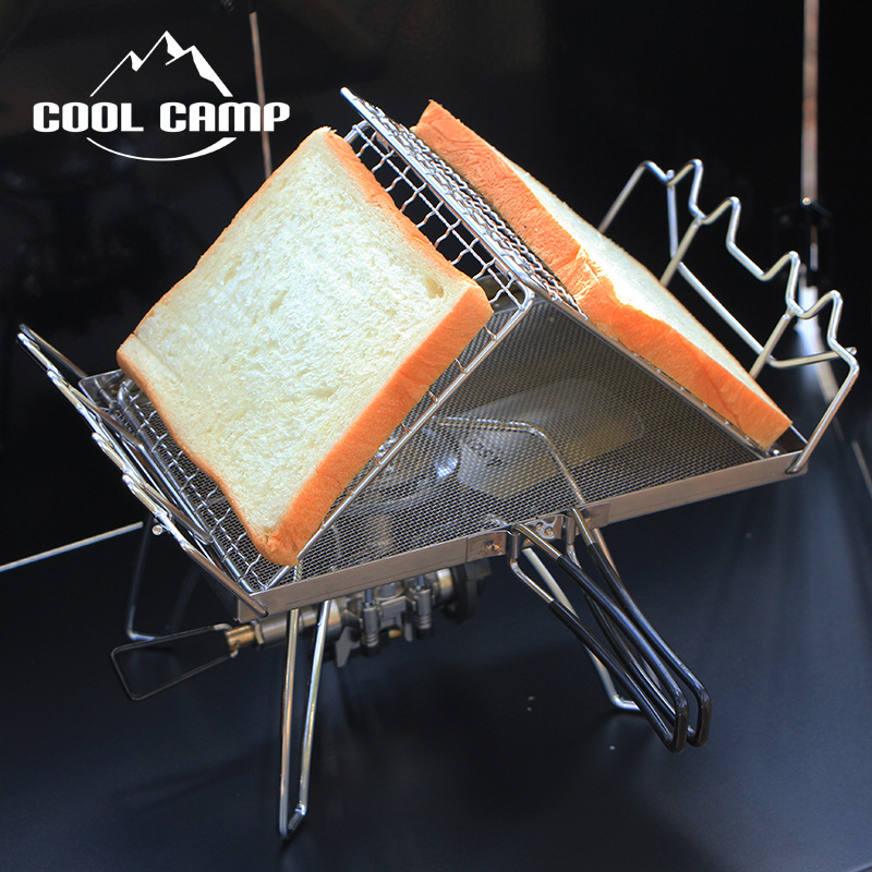 Outdoor camping stainless steel bread rack toast roaster rice cake grill folding portable Japanese barbecue grid