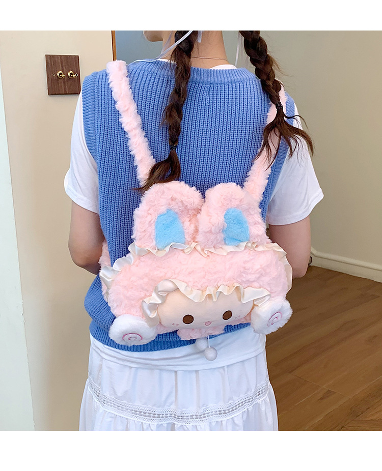 2026 Frühjahrskollektion modischer minimalistischer Trend-Freizeitrucksack mit cartoon-Plüsch süßem Rucksack für Damen