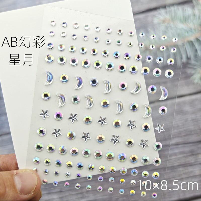 Tear Mole Drill Same Style Moon Star Love Sticker Drill Face AB Round Drill Sticker Magic Color Eye Tail Sticker Water Drop Tears Drill Eye Makeup Tear Mole Drill Same Style Moon Star Love Sticker Drill Face AB Round Drill Sticker Magic Color Eye Tail Sticker Water Drop Tears Drill Eye Makeup