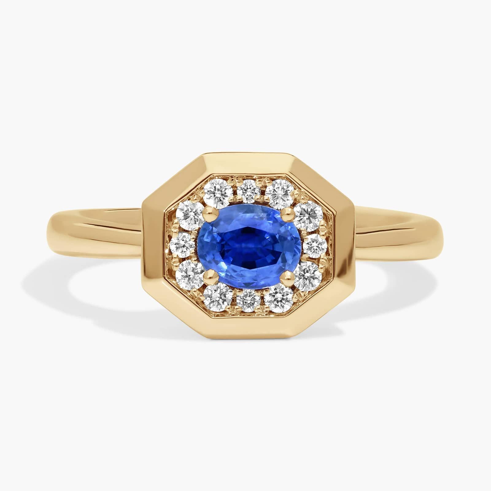 High-end Cultivated Sapphire Ring Plated with 18k Gold, Popular S925 Sterling Silver Ring with 1 Carat Gemstone in Gold Color
