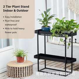 2层植物支架室内家庭办公室装饰植物架重型黑色铁艺露台花架