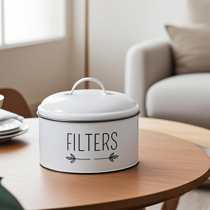 Round Metal Storage Jar Household Biscuit Jar with Lid Zinc Plated Iron Storage Jar Kitchen Pastry Storage Jar