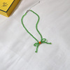 Fresh green necklace with bow from pearl, cute short chain for key bag 