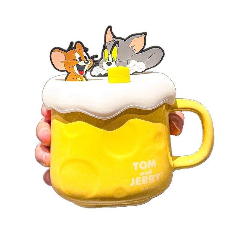 Taza de gato y ratón Taza de gran capacidad para el hogar Taza de cerámica de alto valor Taza de agua de dibujos animados lindo Regalo de cumpleaños