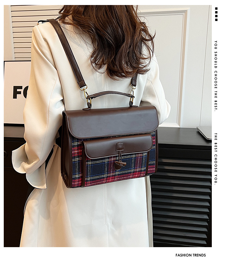 Naiste ruuduline crossbody seljakott sügis- ja talvehooajaks_voghion.com