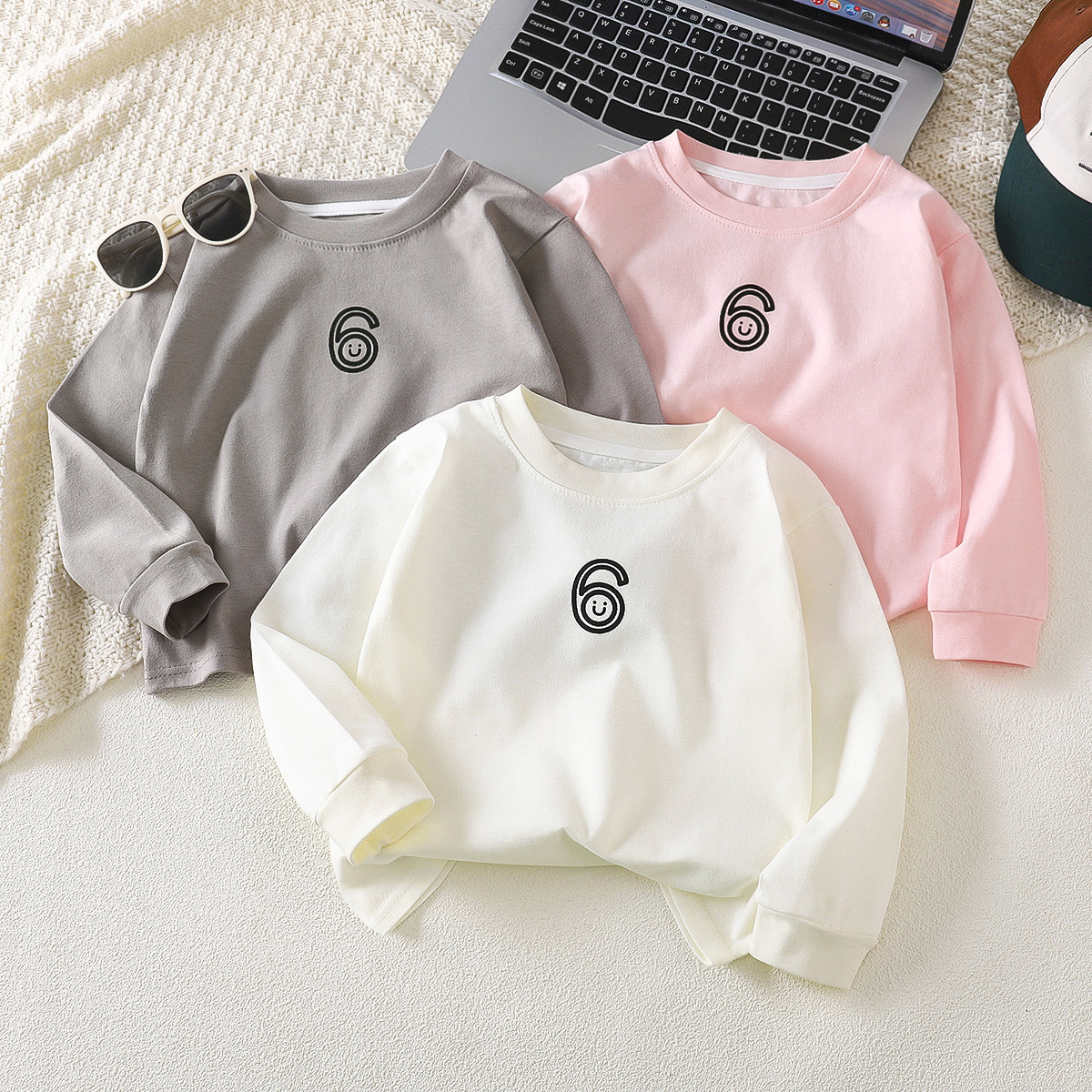 Camisetas de Manga Larga de Algodón Puro para Niños, Camisetas Interiores para Niños y Niñas, Camisetas para Bebés, Ropa Infantil al por Mayor