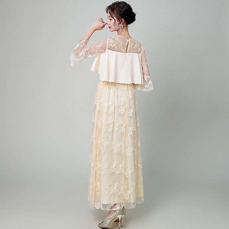 Vestido de las mujeres Sudeste de Asia shopee2024 nuevo largo elegante adelgazamiento manga larga generalmente usable vestido de Dama