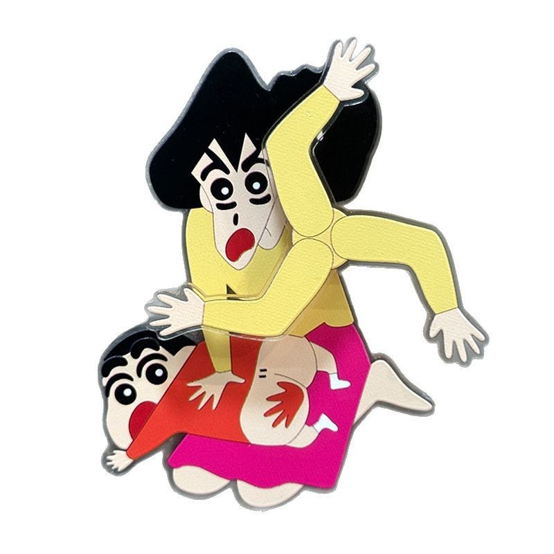 クレヨンしんちゃん周辺回転冷蔵庫マグネットパーソナライズされたクリエイティブな美しい母親がしんちゃんのお尻を叩く磁気装飾ギフト|undefined