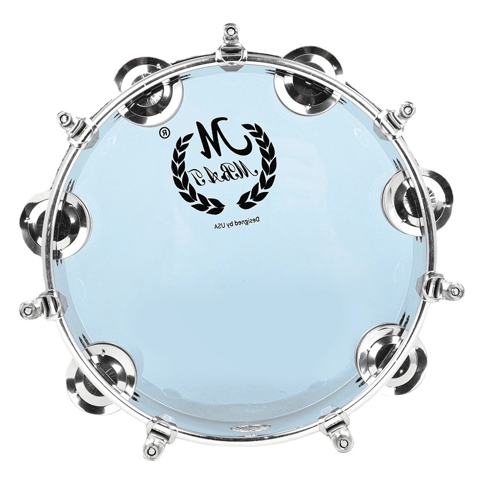 Meibeite de 8 pulgadas de 10 pulgadas de autoajuste de doble fila sonajero banda de tambor tocando el acero inoxidable anillo de plata campana pieza raqueta tambor