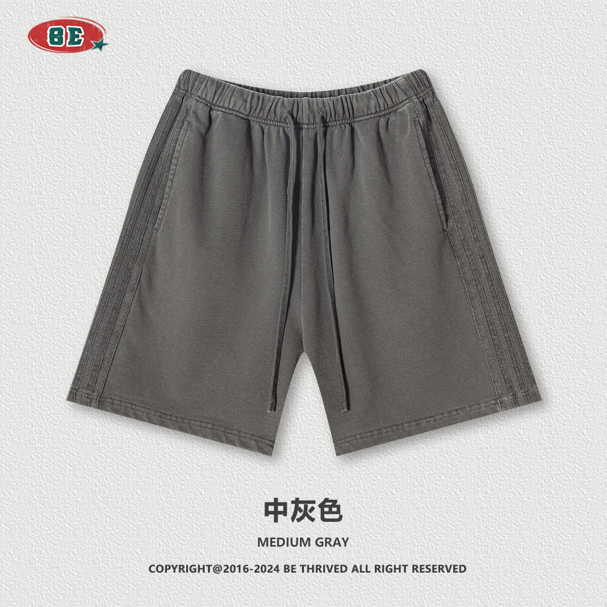 BE Men's Wear 2025 marca de moda pantalones cortos retro casuales pesados lavados de verano pantalones gruesos sueltos para adolescentes hombres