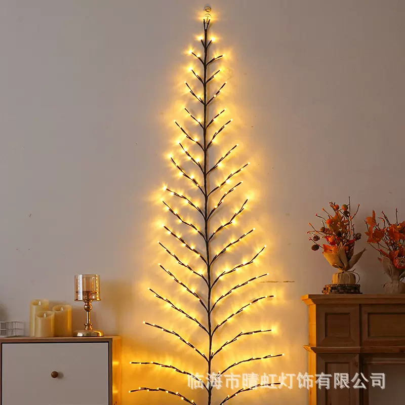 新款led树叶灯串灯带卧室装饰灯圣诞彩灯平面型树灯小藤条串灯