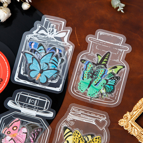 Transparent PET sticker pack handmade DIY bottle dried flower handbook sticker transparent bookmark glass bottle sticker decoration