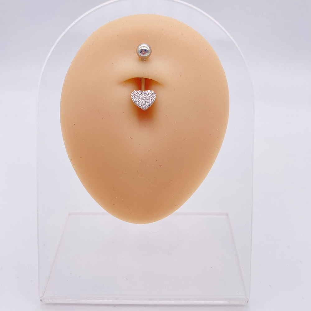 Butterfly And Heart Zircon Belly Button Ring Navel Piercing_voghion.com