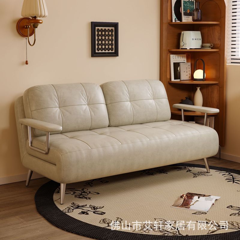 沙发床可折叠两用中古风家用小户型多功能伸缩抽拉床客厅双人沙发|undefined