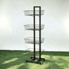 便利店多层铁丝网篮展示架 落地商品陈列架 金属线材货架支持定做