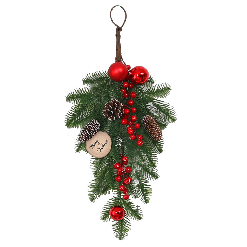 [En Stock al por mayor] Corona de Navidad decoración de Navidad árbol colgante de pared de ratán 405070cmPE cuerno Flor de Navidad